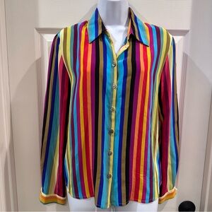 Jones New York Colorful Striped Pride Button-Up Shirt size 10